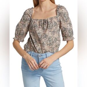 PAIGE Elise Smocked Top Size Large